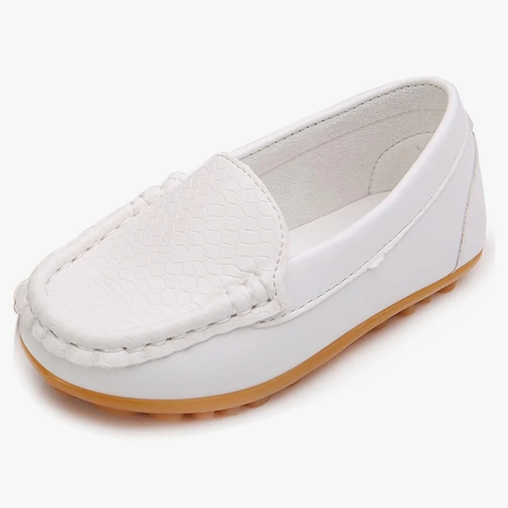 Toddler Little Kid Boys Girls Soft Slip On Loafers Dress Flat Shoes White